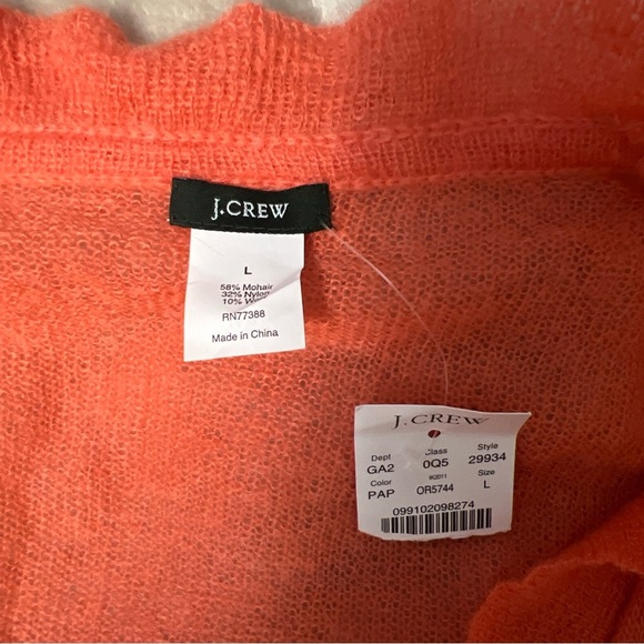 J.Crew Womens Mohair Wool Blend Cardigan Coral Ruffle Size Large Work Casual - Picture 6 of 10